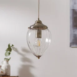 Pineapple pendellampe, antik messing