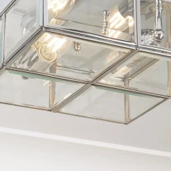 Pisa loftlampe, glasskærm, krom