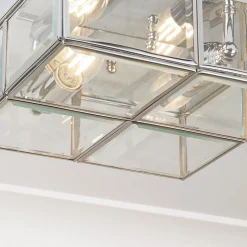 Pisa loftlampe, glasskærm, krom