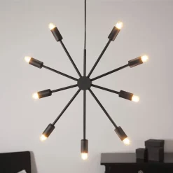 Pix dekostjerne af metal, 9 lyskilder, sort