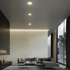 Plat LED-indbygningsspot, hvid, Ø 10 cm, 3.000K