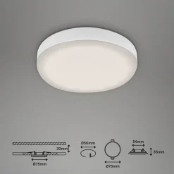 Plat LED-indbygningsspot, hvid, Ø 7,5 cm, 4.000K