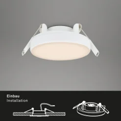 Plat LED-indbygningsspot, hvid, Ø 7,5 cm, 3.000K