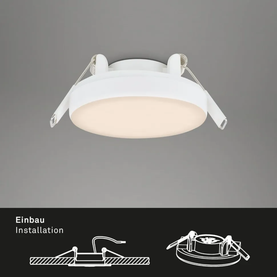 Plat LED-indbygningsspot, hvid, Ø 7,5 cm, 3.000K
