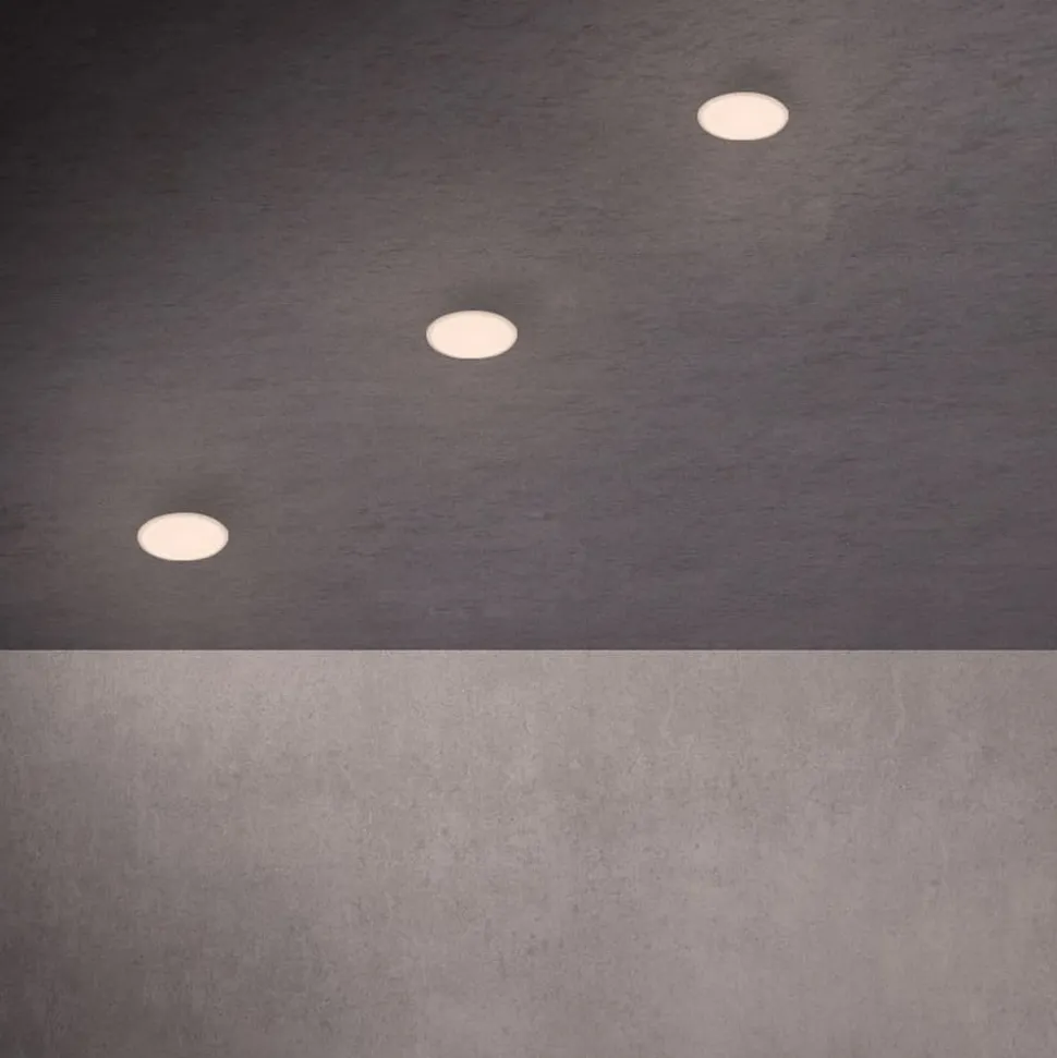 Plat LED-indbygningsspot, hvid, Ø 7,5 cm, 3.000K