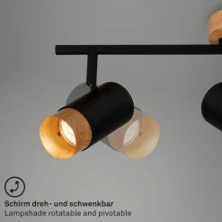 Plek loftspot GU10 sort/træ, 3 lyskilder