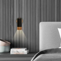 Plek vægspot GU10 sort/træ, 1 lyskilde