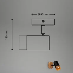 Plek vægspot GU10 sort/træ, 1 lyskilde