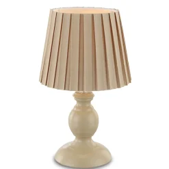 Plissébordlampe Jolanda, sandfarvet