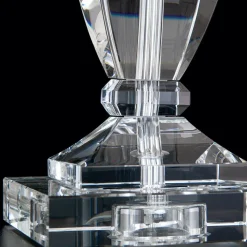 Pokal bordlampe med krystal, krom/hvid