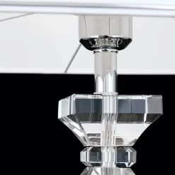 Pokal bordlampe med krystal, krom/hvid