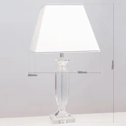 Pokal bordlampe med krystal, krom/hvid