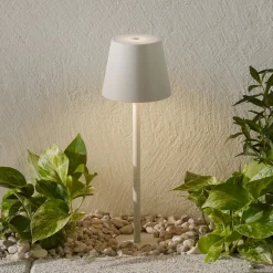 Poldina LED-lampe med jordspyd og batteri, hvid