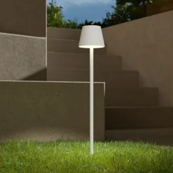 Poldina LED-lampe med jordspyd og batteri, hvid