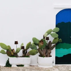 Poldina LED-lampe med jordspyd, batteri, corten