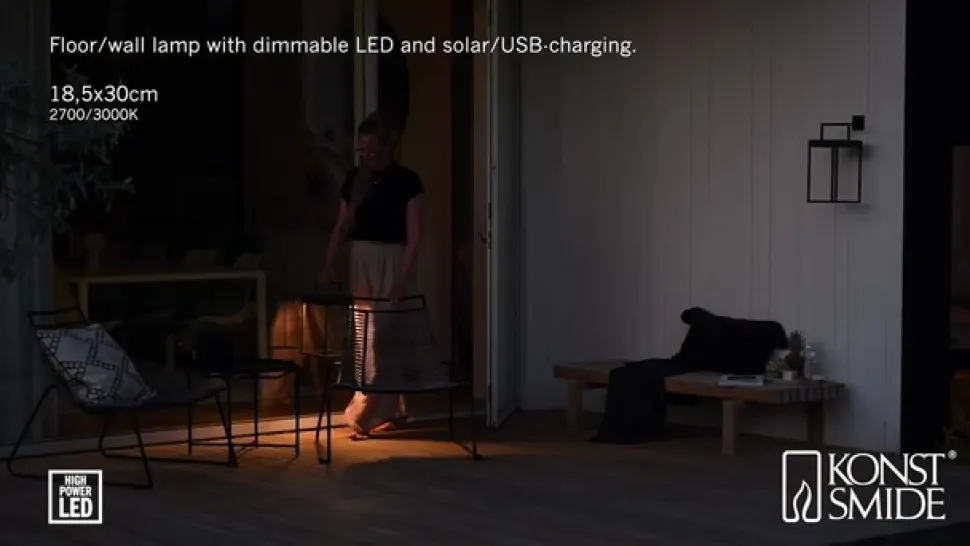 Portofino LED-solcellelygte, væg/bord, sort