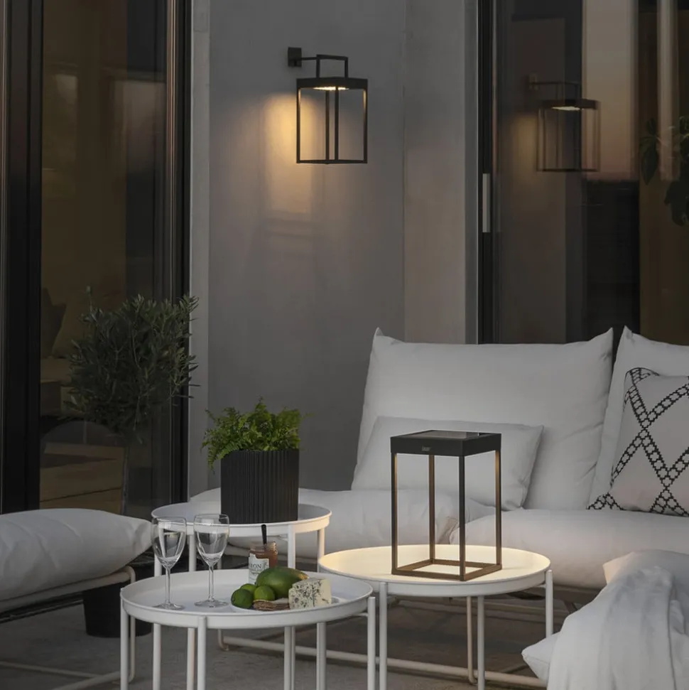 Portofino LED-solcellelygte, væg/bord, sort