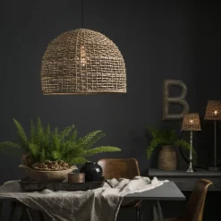 PR Home Hængelampe Cebu, Ø 46 cm, Lampakanay-skærm, IP20