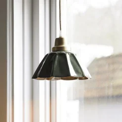 PR Home Hængelampe Ester, grøn, Ø 17 cm, jern, stik