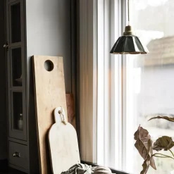 PR Home Hængelampe Ester, grøn, Ø 17 cm, jern, stik