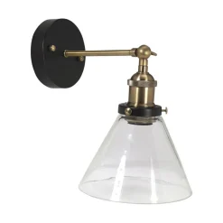 PR Home Lambda væglampe, messing/klar, Ø 18 cm, glas