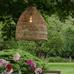 PR Home Maja hængelampe, naturlig rattan, Ø 53 cm, IP44