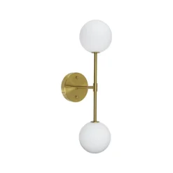 PR Home Sigma D væglampe, guld/opal, 2 lyskilder 49 cm glas