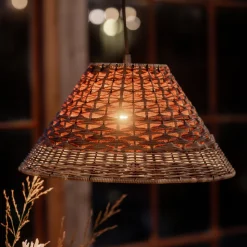 PR Home udendørs hængelampe LISEN, brun, stik, Ø 45 cm