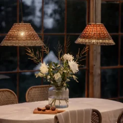 PR Home udendørs hængelampe LISEN, brun, stik, Ø 45 cm