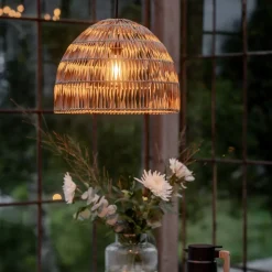 PR Home udendørs hængelampe Lace naturfiber, stikledning, Ø46cm