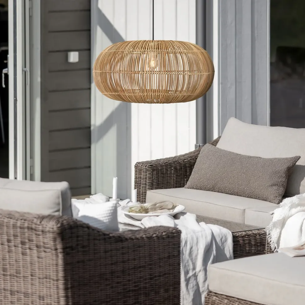 PR Home Zuri udendørs pendel, rattan, Ø 61 cm, stikprop