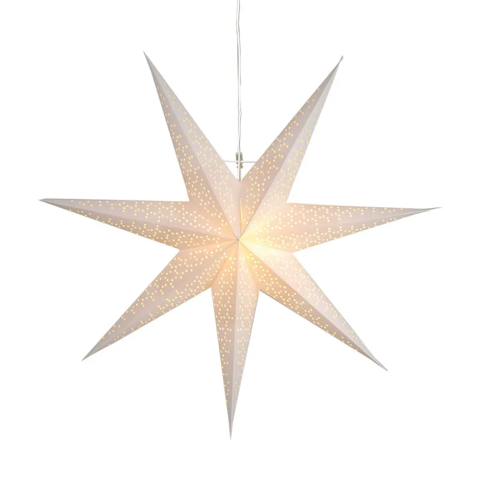 Prikket papirstjerne med hulmønster, hvid Ø 70 cm