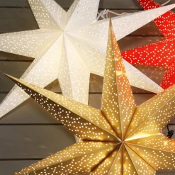 Prikket papirstjerne med hulmønster, hvid Ø 70 cm