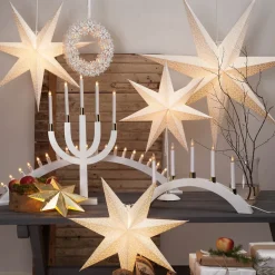 Prikket papirstjerne med hulmønster, hvid Ø 70 cm