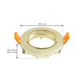 Prios forsænket loftlampe Fibur, guld, aluminium, Ø 8,2 cm