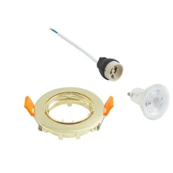 Prios forsænket loftlampe Fibur, guld, aluminium, Ø 8,2 cm