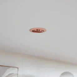 Prios forsænket loftlampe Fibur, kobber, aluminium, Ø 8,2 cm