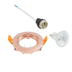 Prios forsænket loftlampe Fibur, kobber, aluminium, Ø 8,2 cm