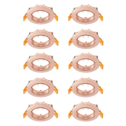 Prios forsænket loftlampe Fibur, kobber, zink, Ø8,2 cm, 10 stk