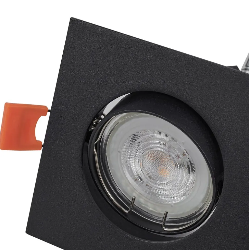 Prios indbygningslampe Fibur, sort, 9 cm, GU10