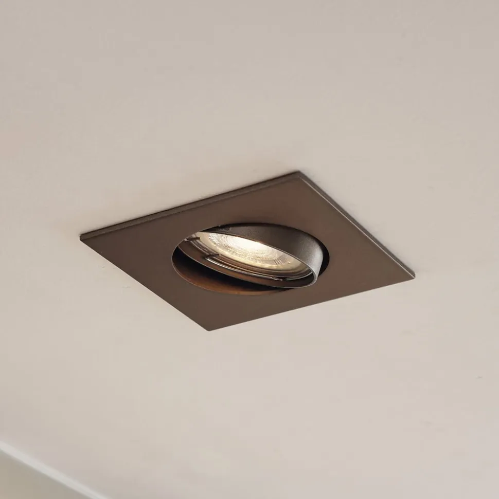 Prios indbygningslampe Fibur, bronze mat, 9 cm, GU10