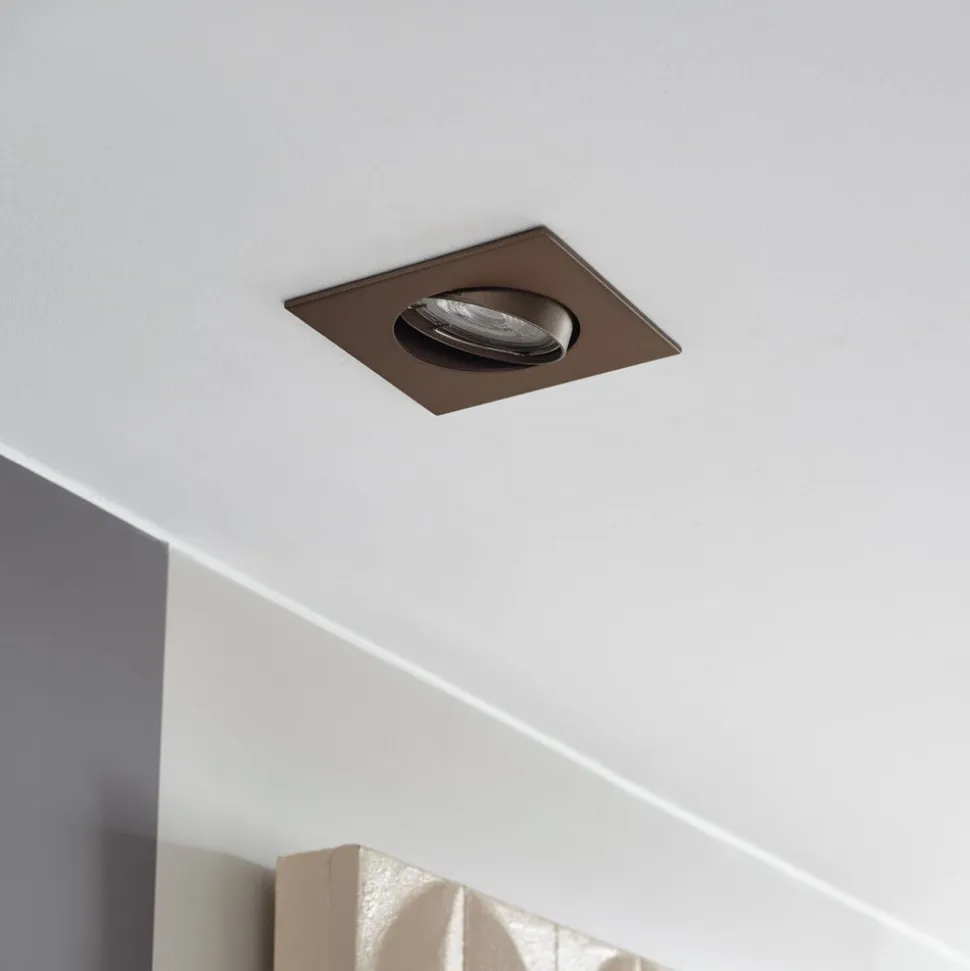 Prios indbygningslampe Fibur, bronze mat, 9 cm, GU10