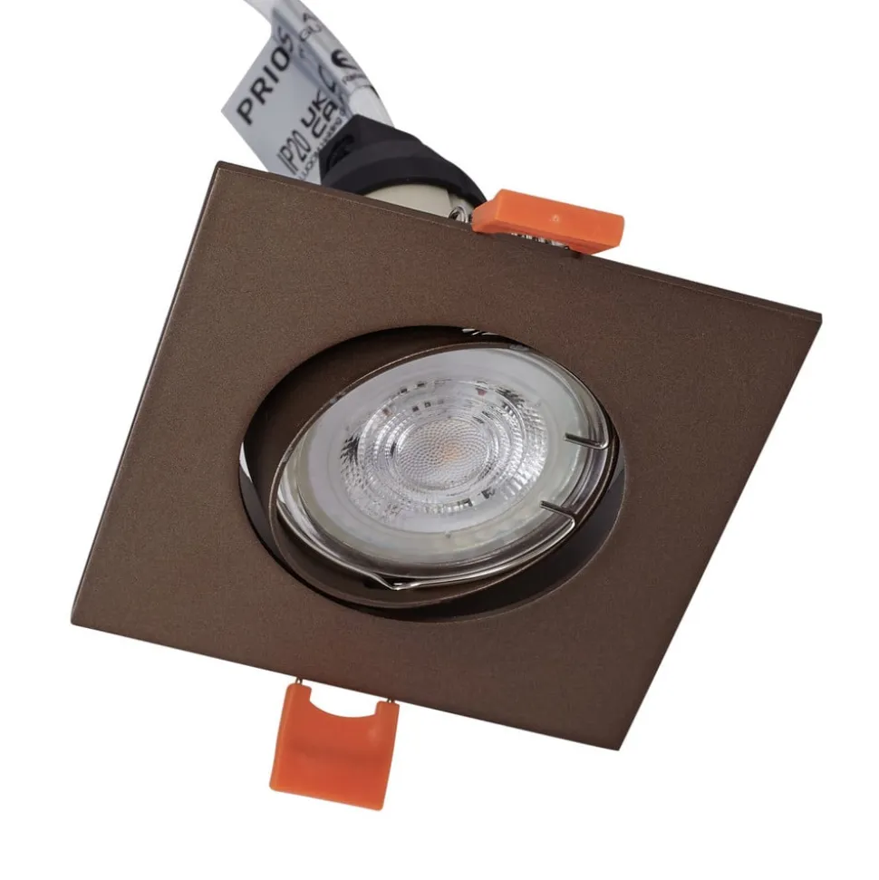 Prios indbygningslampe Fibur, bronze mat, 9 cm, GU10