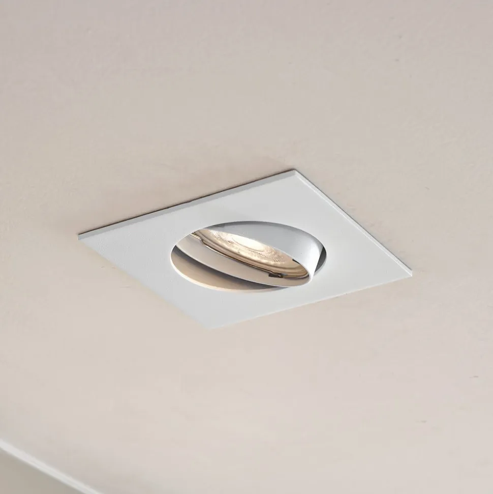 Prios indbygningslampe Fibur, hvid, 9 cm, GU10