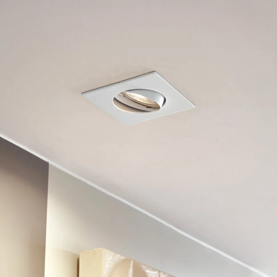 Prios indbygningslampe Fibur, hvid, 9 cm, GU10