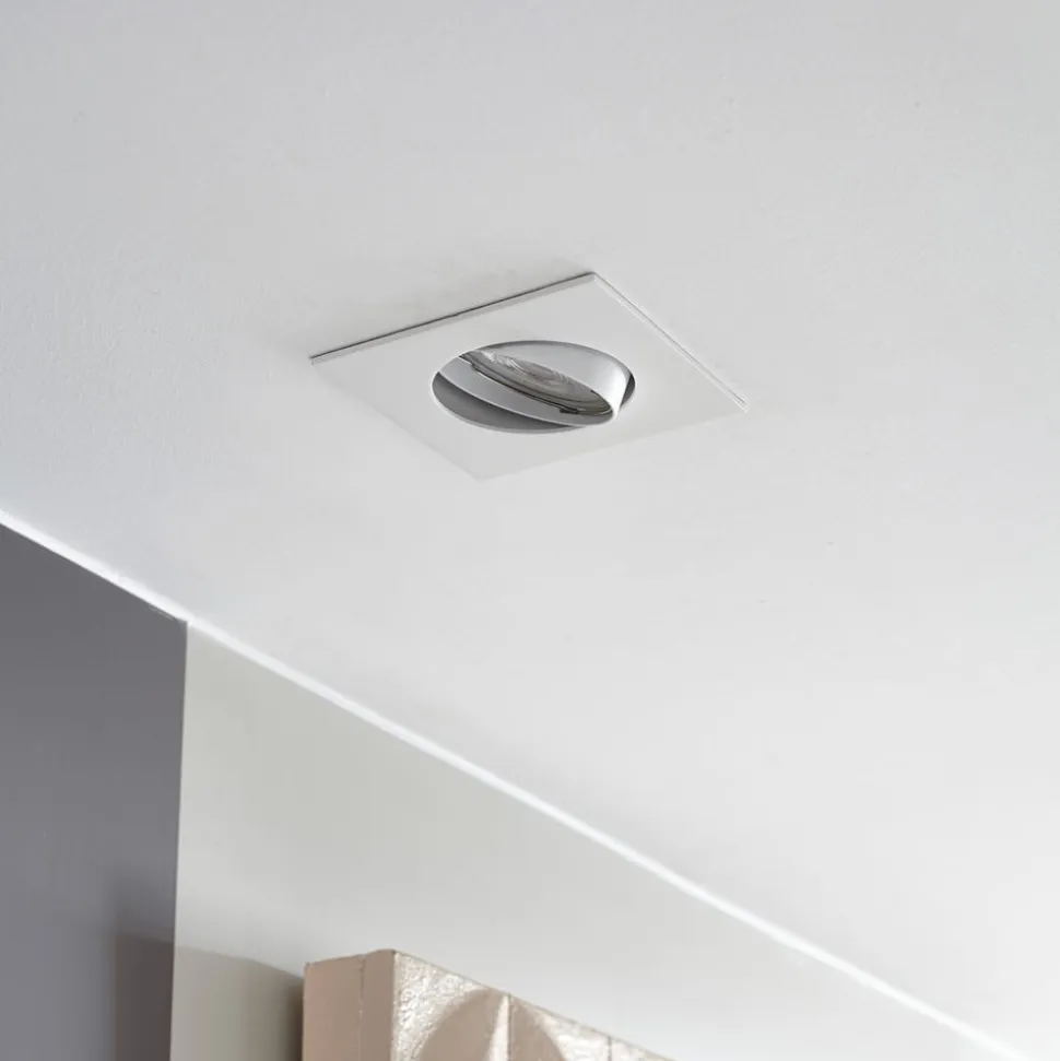 Prios indbygningslampe Fibur, hvid, 9 cm, GU10