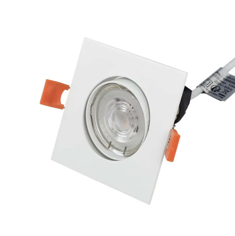 Prios indbygningslampe Fibur, hvid, 9 cm, GU10