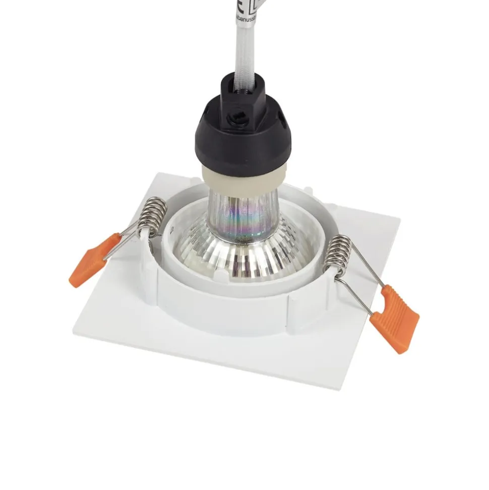 Prios indbygningslampe Fibur, hvid, 9 cm, GU10