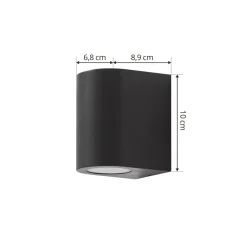 Prios Irfan udendørs væglampe, rund, sort, 10 cm