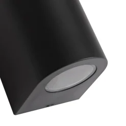 Prios Irfan udendørs væglampe, rund, sort, 10 cm